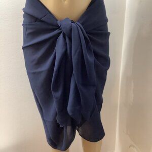 Zuliana Dark Blue Long Sarong/Cover Up. Made in USA. New With Tags